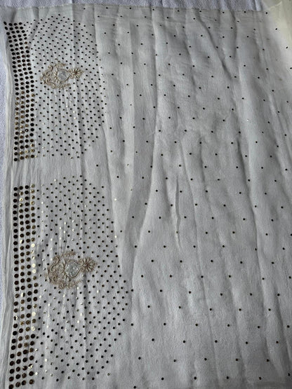 Noor - Hand Lucknowi Chikankari saree with Mukesh and Pearl work