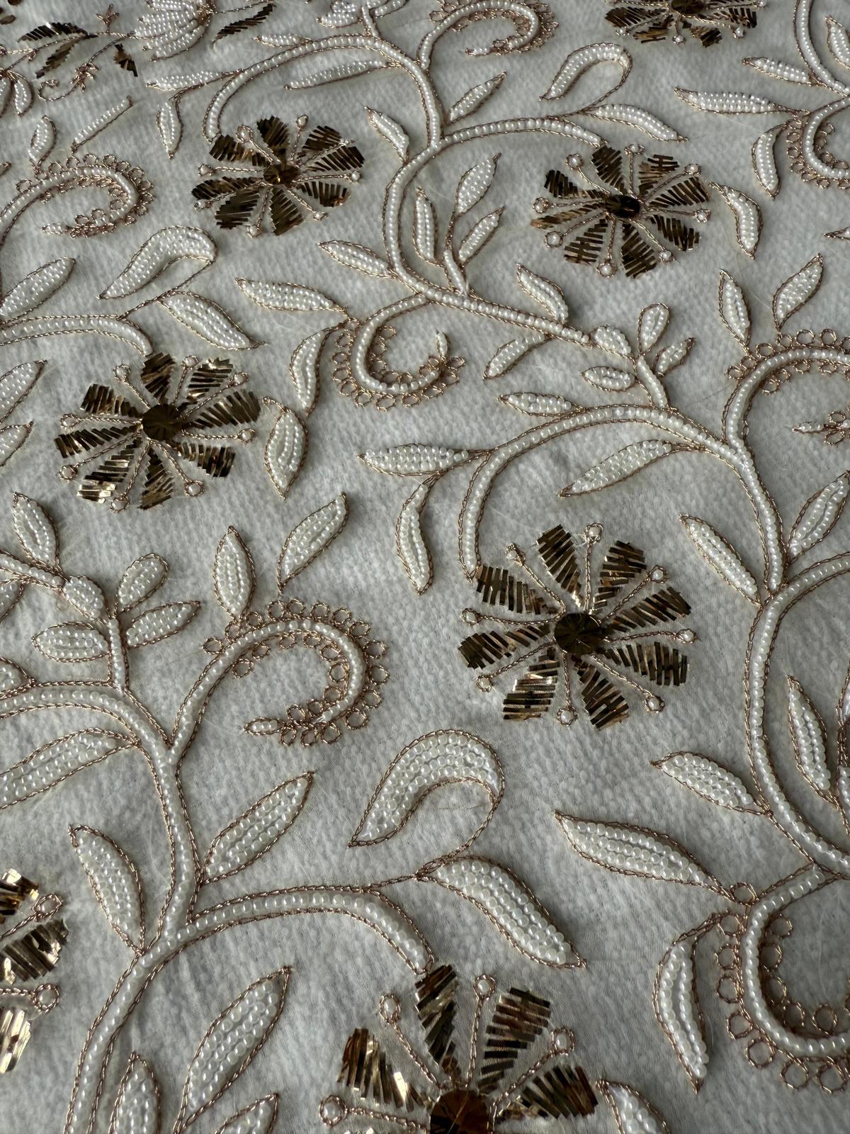 Noor - Hand Lucknowi Chikankari saree with Mukesh and Pearl work