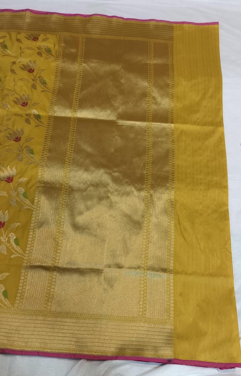 Pure Katan Silk Banarasi Saree - Jaal with Meenakari - Made to order