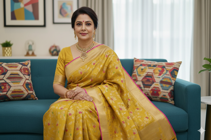 Pure Katan Silk Banarasi Saree - Jaal with Meenakari - Made to order