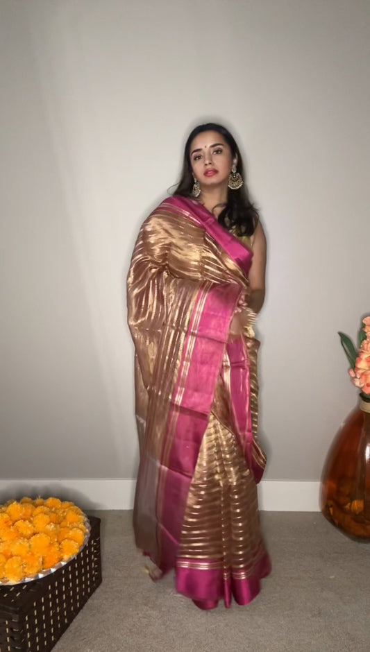 Kora by Tissue Silk Saree with Katan Silk Border