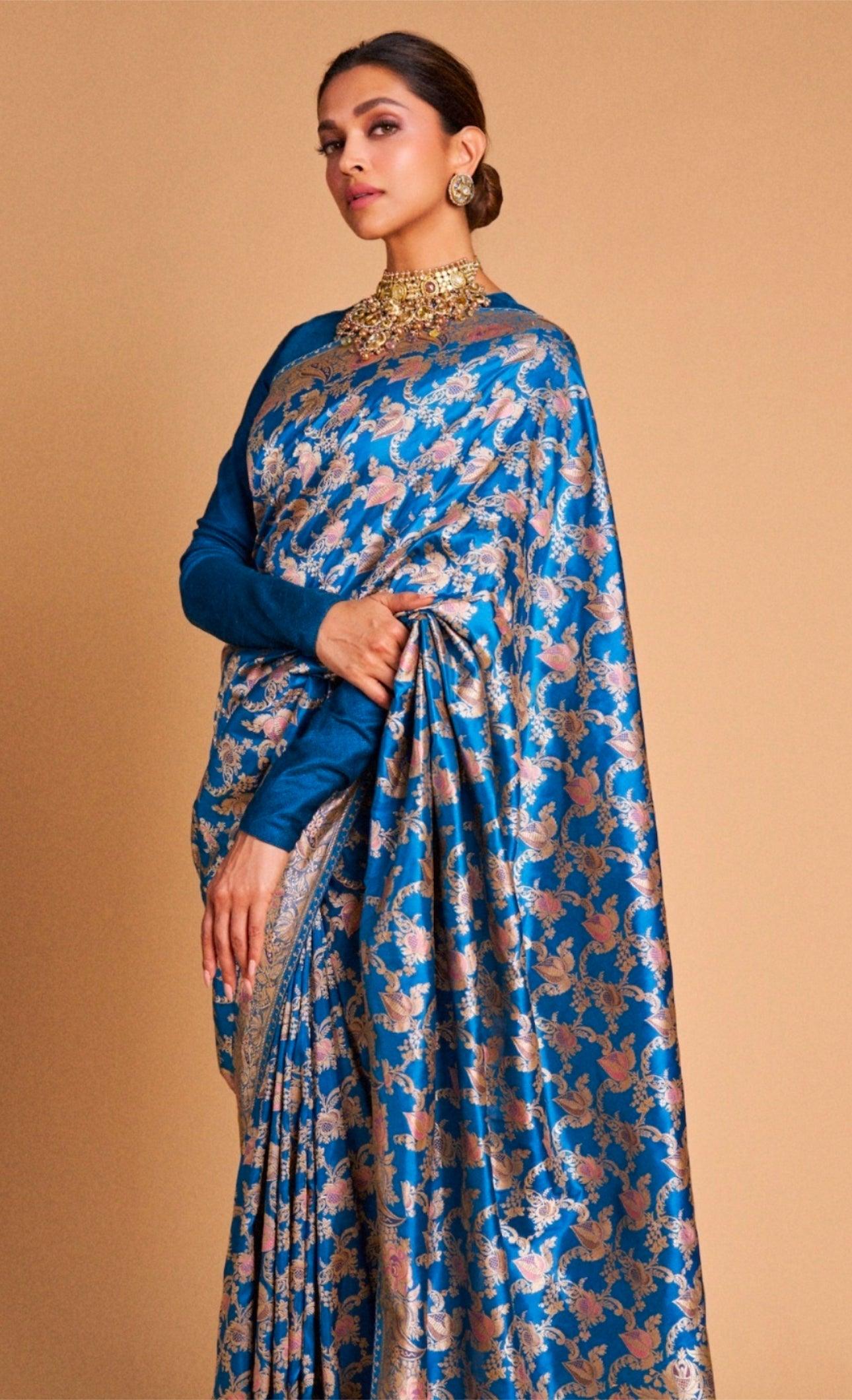 Pure Katan Handwoven Banarasi Saree with Silk Mark - Jaal - Made to order