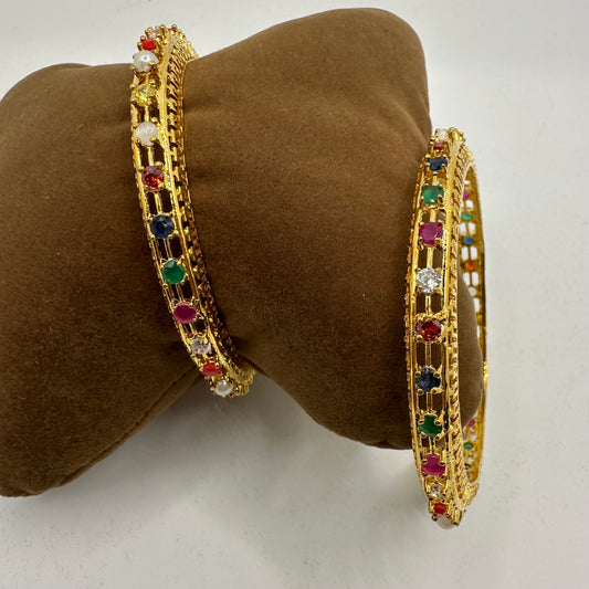 Meenakari Bangles - Gold Polish