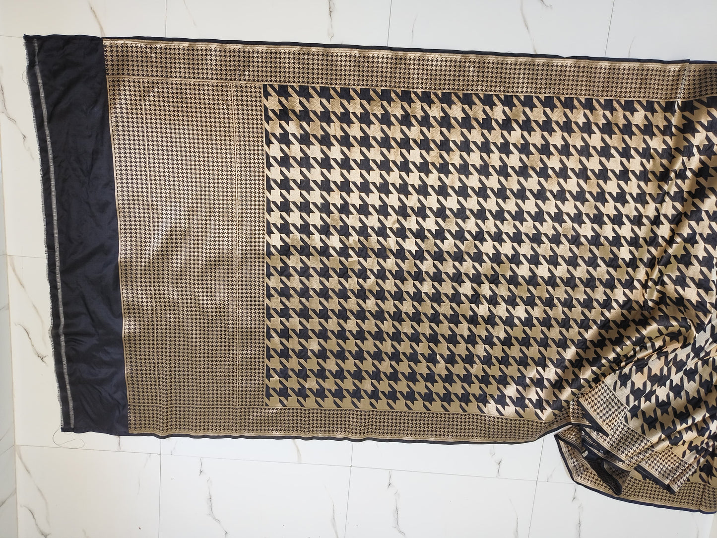 Gold Matrix  Handwoven Mulberry Katan Silk Saree - Made to order
