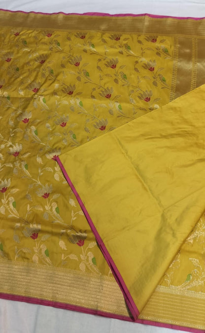 Pure Katan Silk Banarasi Saree - Jaal with Meenakari - Made to order