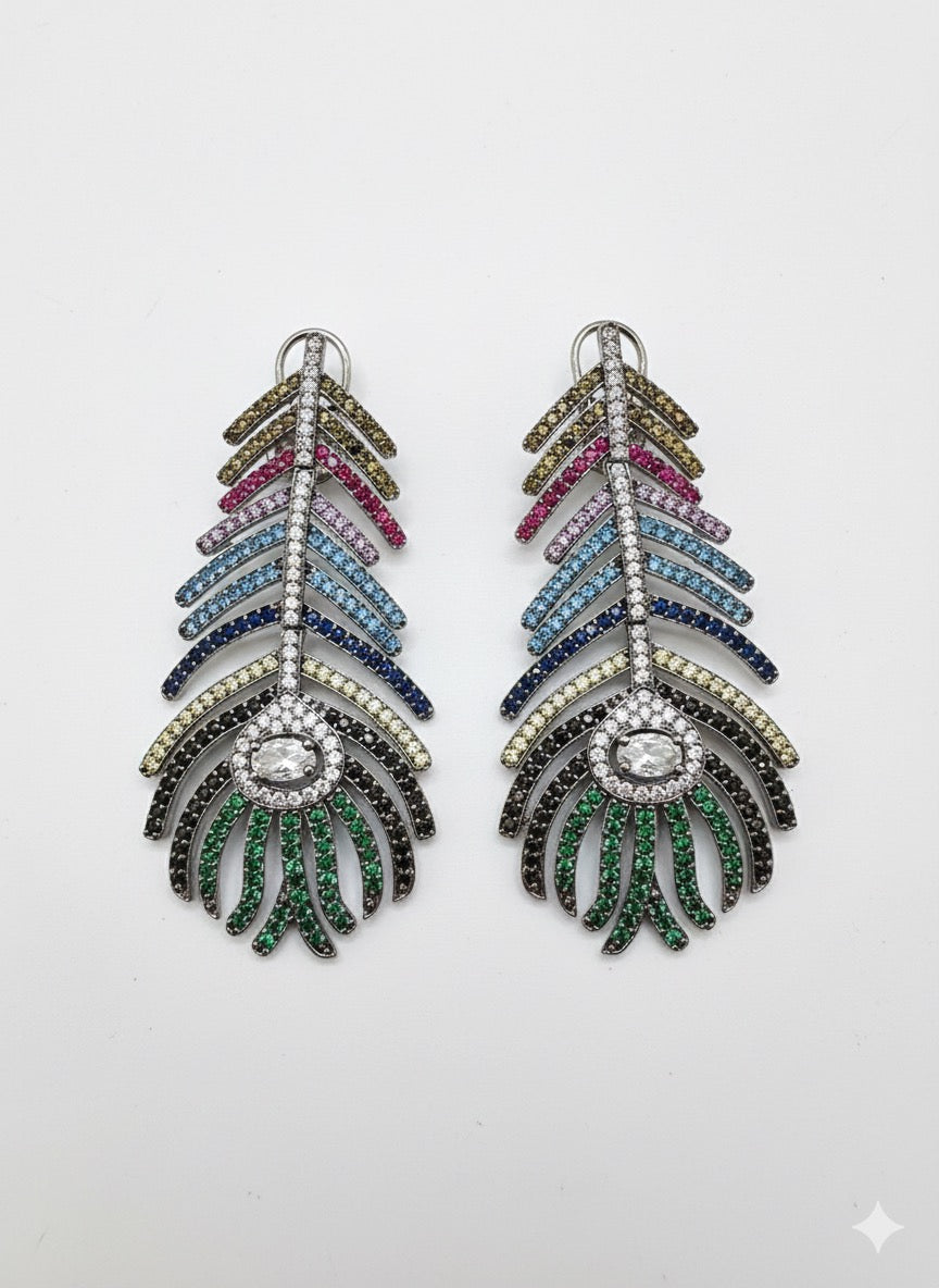 Mayura Grace – Peacock Inspired Crystal Earrings