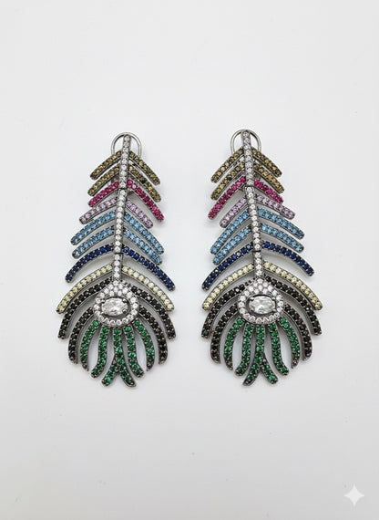 Mayura Grace – Peacock Inspired Crystal Earrings