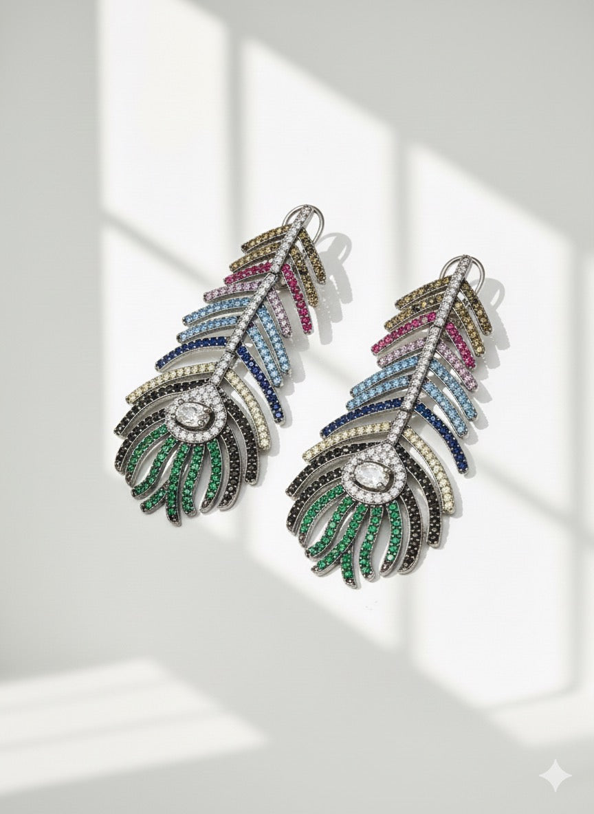 Mayura Grace – Peacock Inspired Crystal Earrings