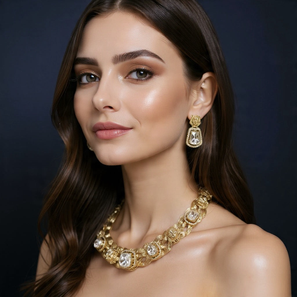 Imperial Moissanite Halo Choker – Anti-Tarnish & Premium Polish