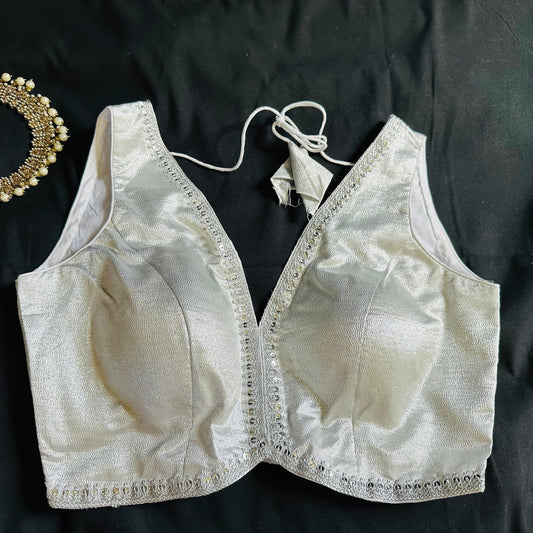 Deep V neck blouses - Raw Silk - Padded