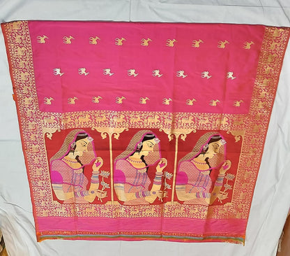 Pure Katan Silk Banarasi Saree with Meenakari ‘Padmavati’ Dulhan Pallu & Deer Motifs | Handwoven Heirloom - Made to order