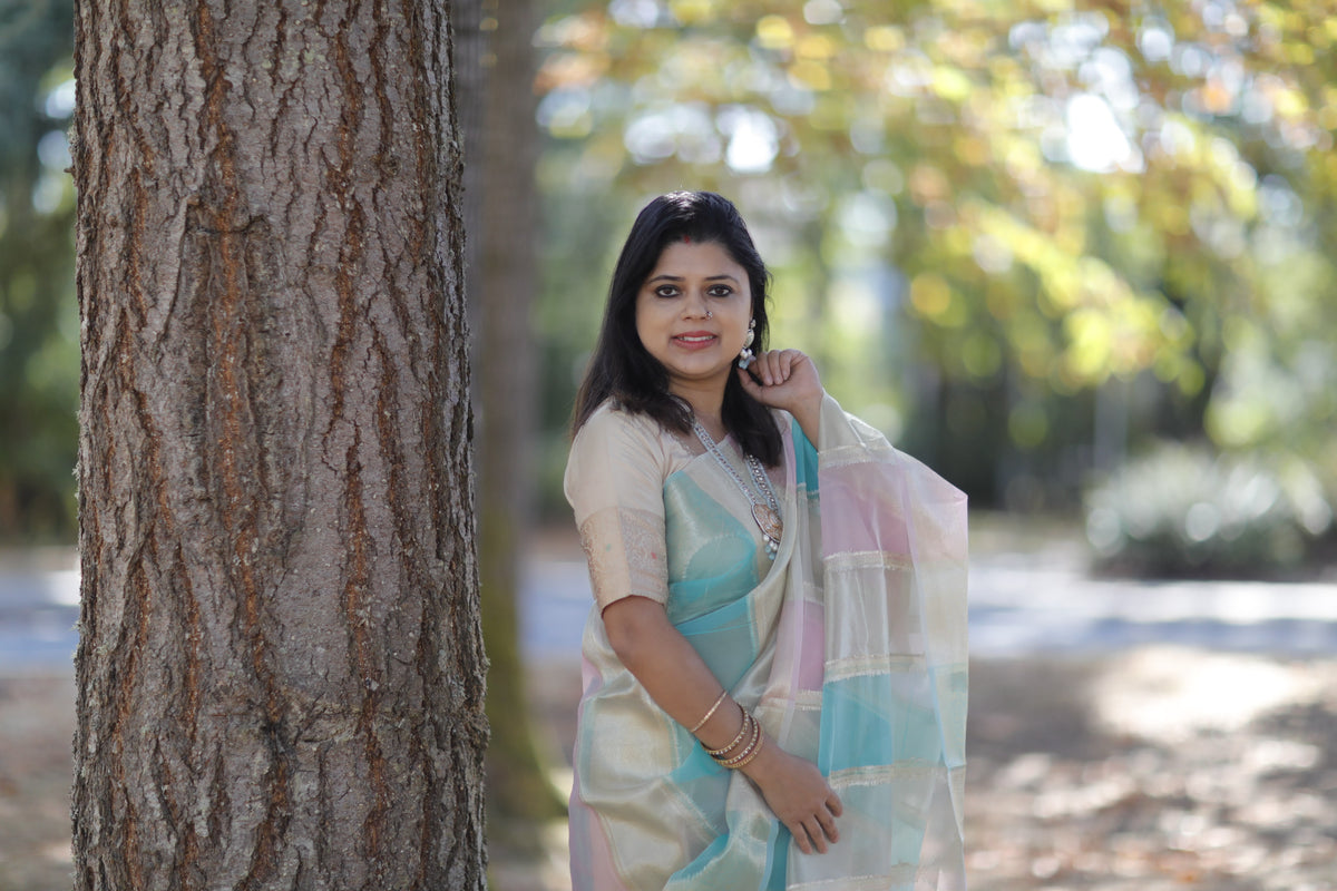 Rangkart Banarasi Tissue Silk Saree with blouse fabric