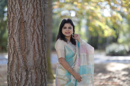 Rangkart Banarasi Tissue Silk Saree with blouse fabric