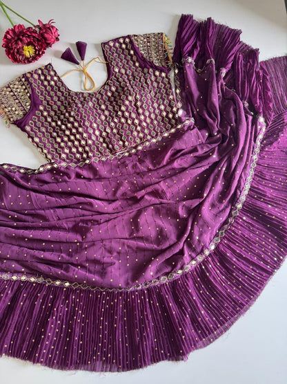 Chiffon Pre-Stitched Saree with Original Mirror Work
