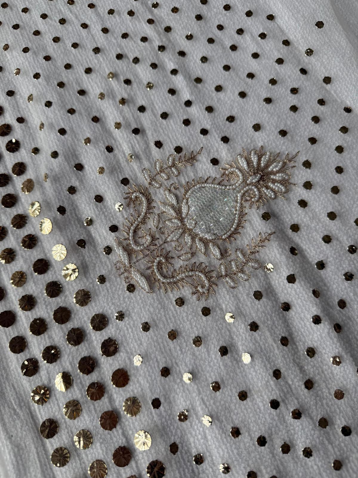 Noor - Hand Lucknowi Chikankari saree with Mukesh and Pearl work