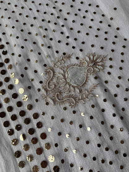 Noor - Hand Lucknowi Chikankari saree with Mukesh and Pearl work