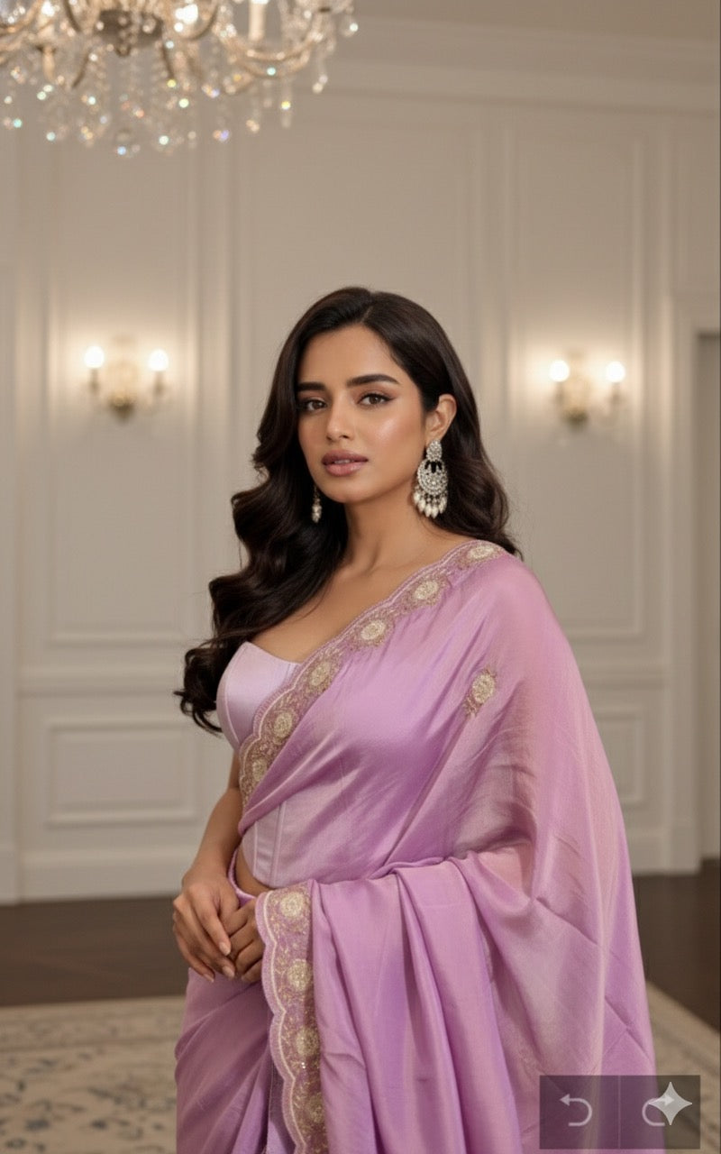 Pure Tissue Silk Saree with hand Zardozi work