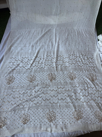 Authentic  Hand Lucknowi Chikankari saree with Mukesh