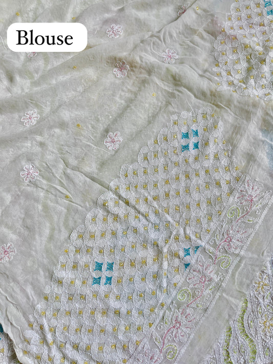 Authentic Hand Lucknowi Chikankari saree with full work
