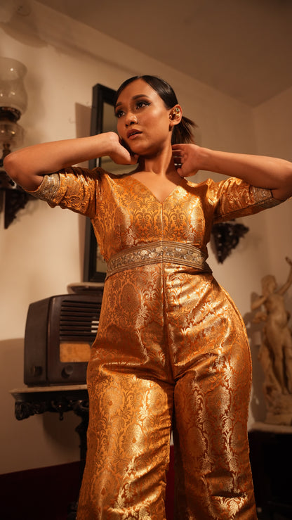 The Suvarna : Opulent Silk Jumpsuit