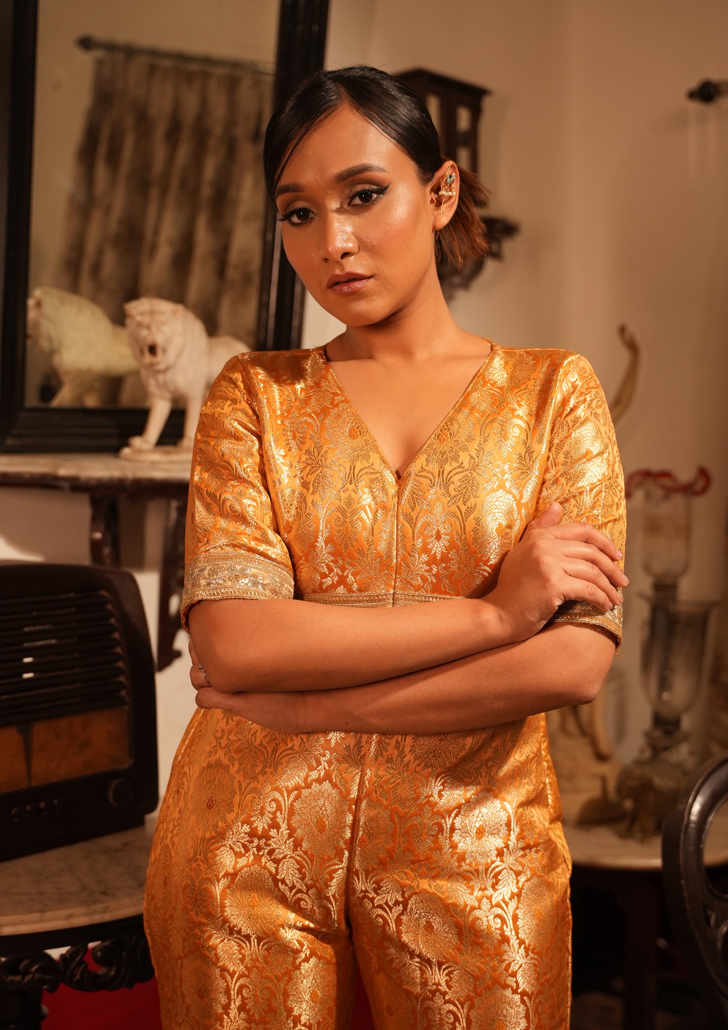 The Suvarna : Opulent Silk Jumpsuit