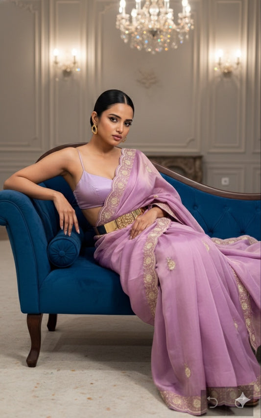 Pure Tissue Silk Saree with hand Zardozi work