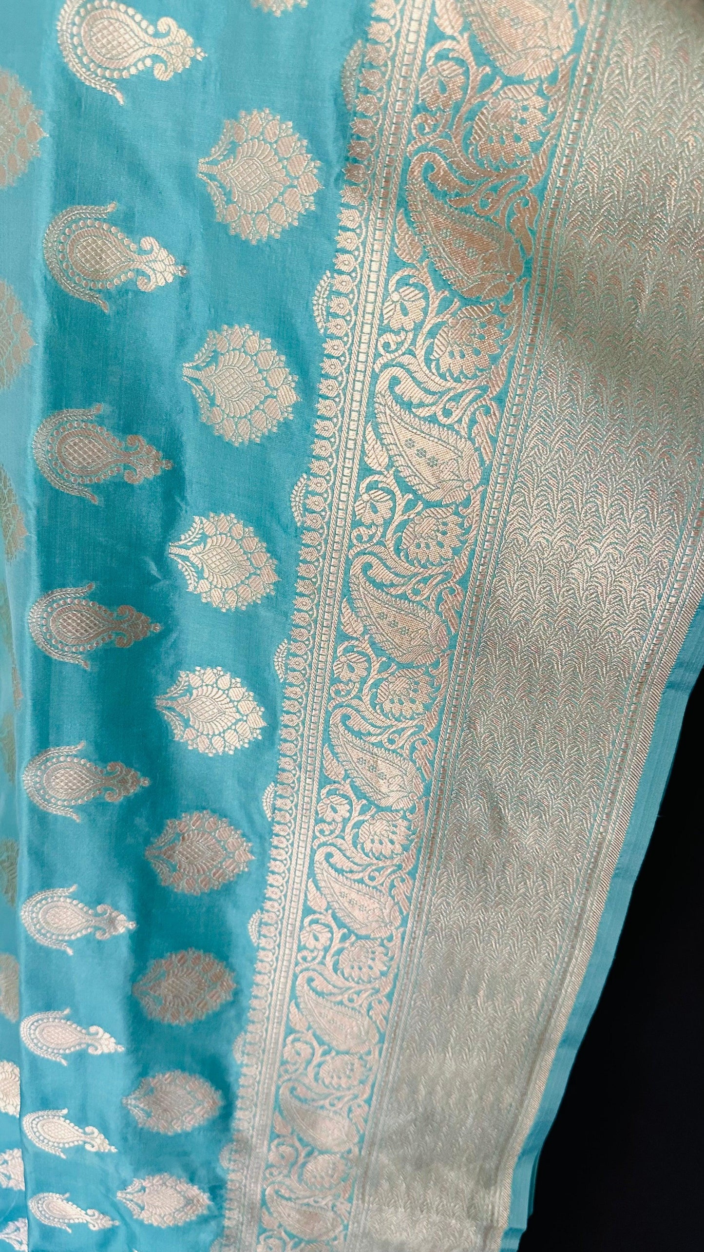 Banarasi Pure Mulberry Katan Silk Saree with Gold Zari - Sea Green