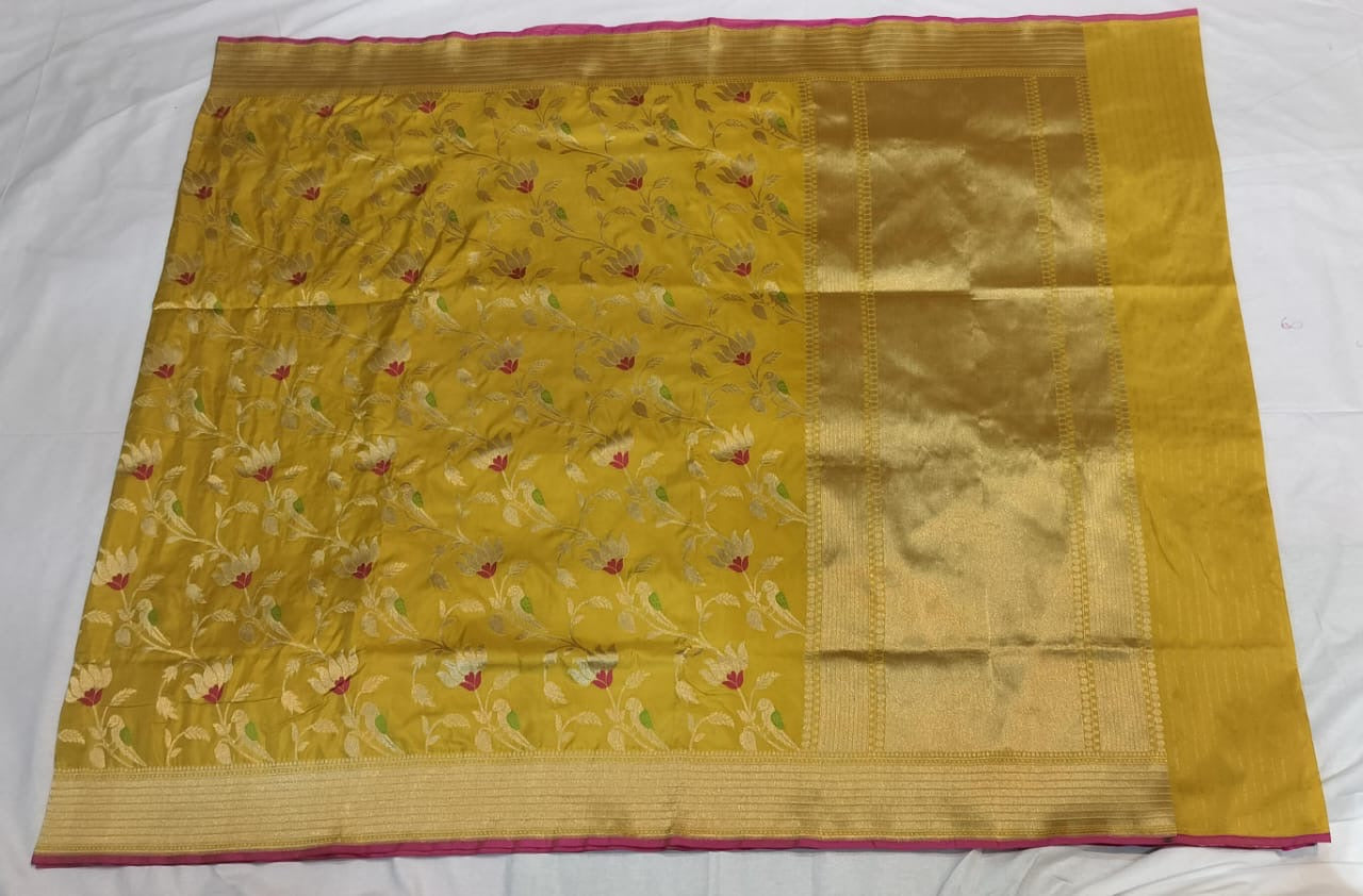 Pure Katan Silk Banarasi Saree - Jaal with Meenakari - Made to order