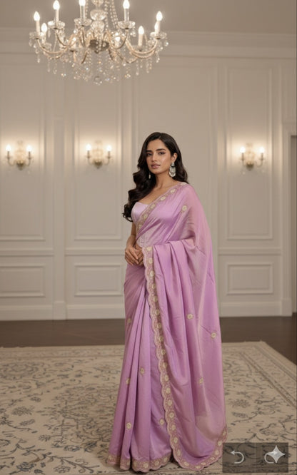 Pure Tissue Silk Saree with hand Zardozi work