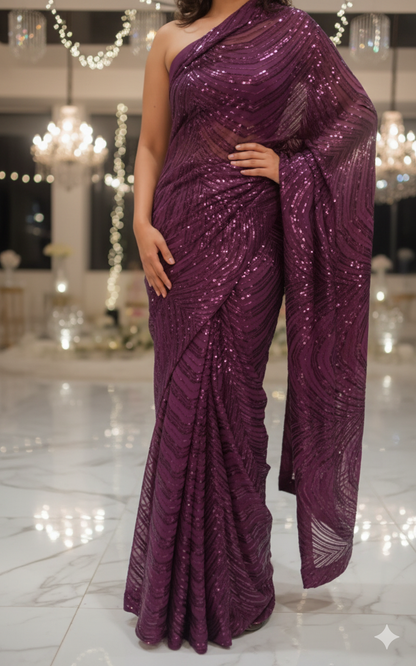 Georgette  saree with beautiful sequin all over