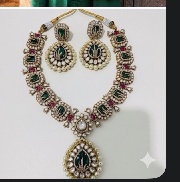 Polki Jewelry Set | Statement Necklace & Earrings | Bridal Jewelry | Indian Wedding Set