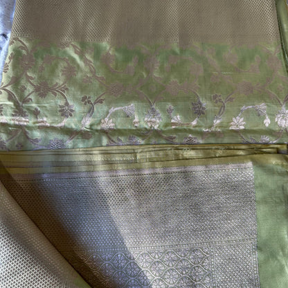 Pure Banarasi Katan Jangla Silk Saree - Green