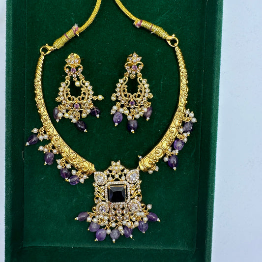 Neela exclusive Hasli set in Mosanite