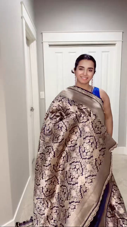 Tamana Bhatia Inspired Pure Katan Handwoven Banarasi Saree with Silk Mark