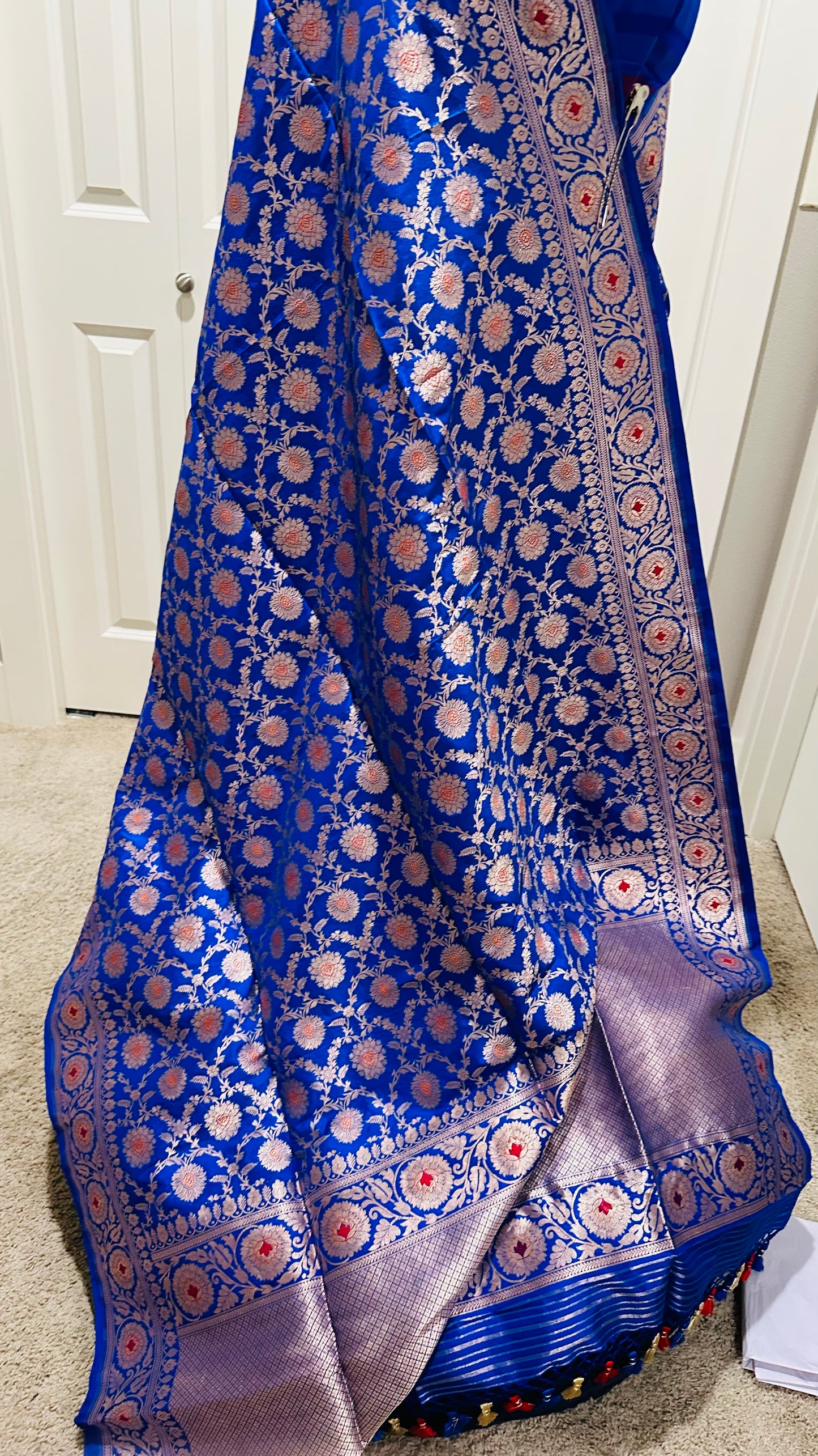 Nita Ambani Inspired Pure Katan Handwoven Banarasi Saree with Silk Mark - Jaal - Meenakari