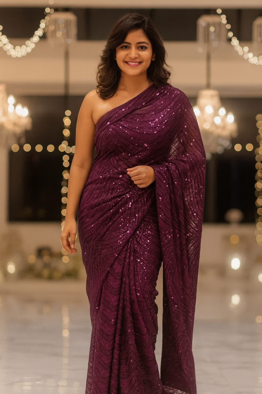 Georgette  saree with beautiful sequin all over