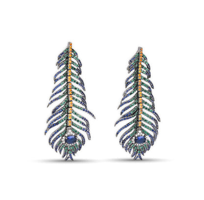 Mayura Grace – Peacock Inspired Crystal Earrings