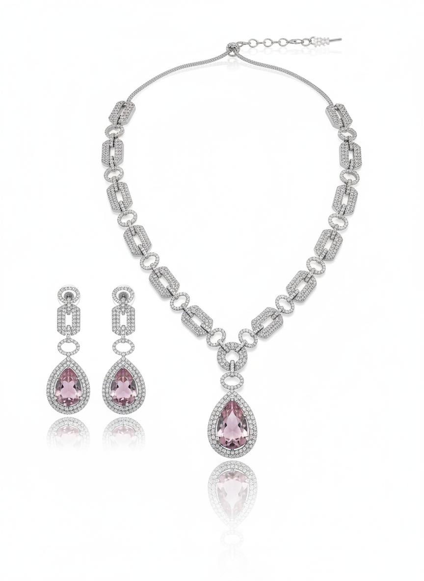 Blush Royale Statement Set — Anti-Tarnish, Premium Shine, Teardrop Elegance