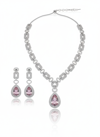 Blush Royale Statement Set — Anti-Tarnish, Premium Shine, Teardrop Elegance
