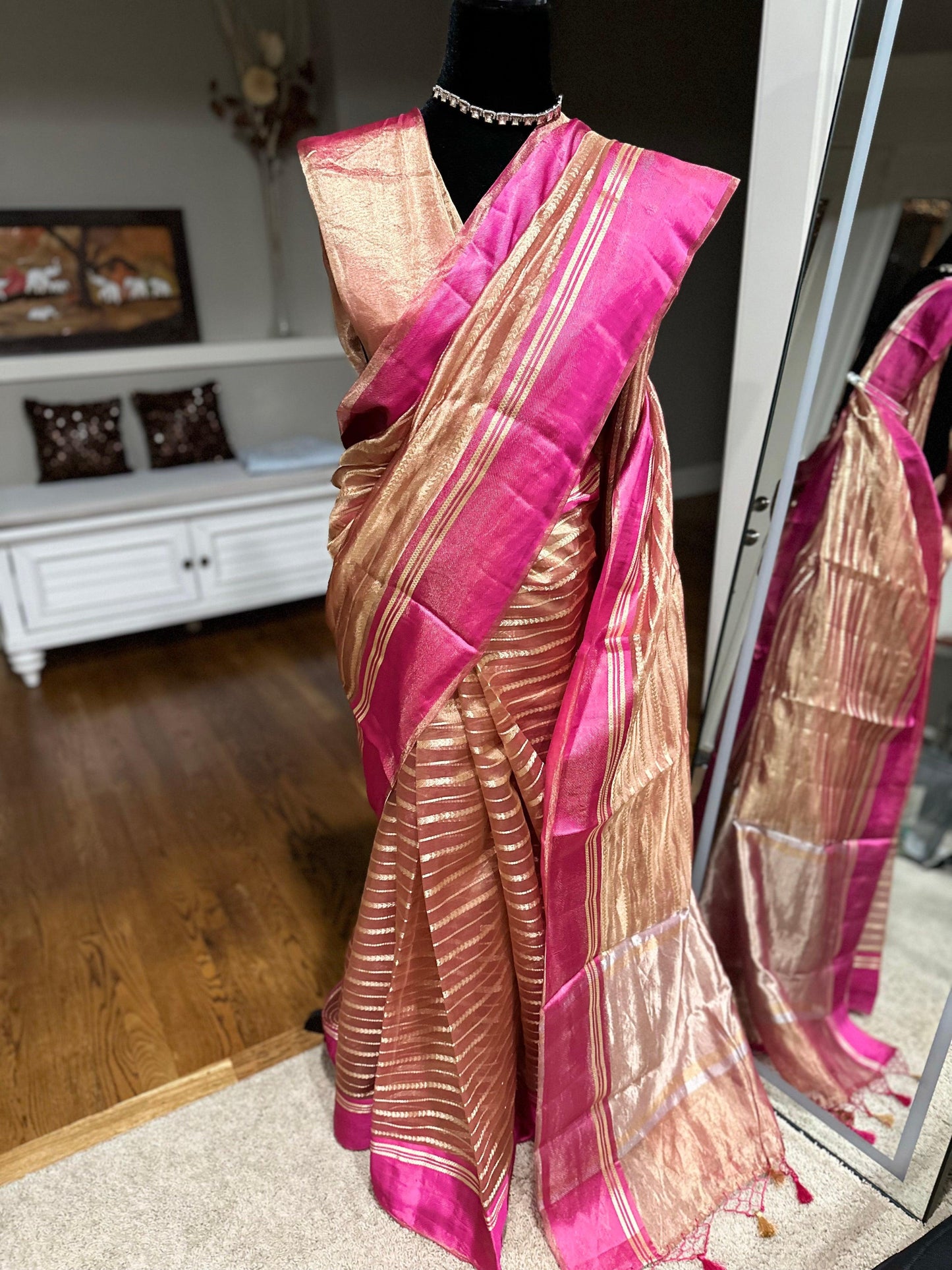 Kora by Tissue Silk Saree with Katan Silk Border