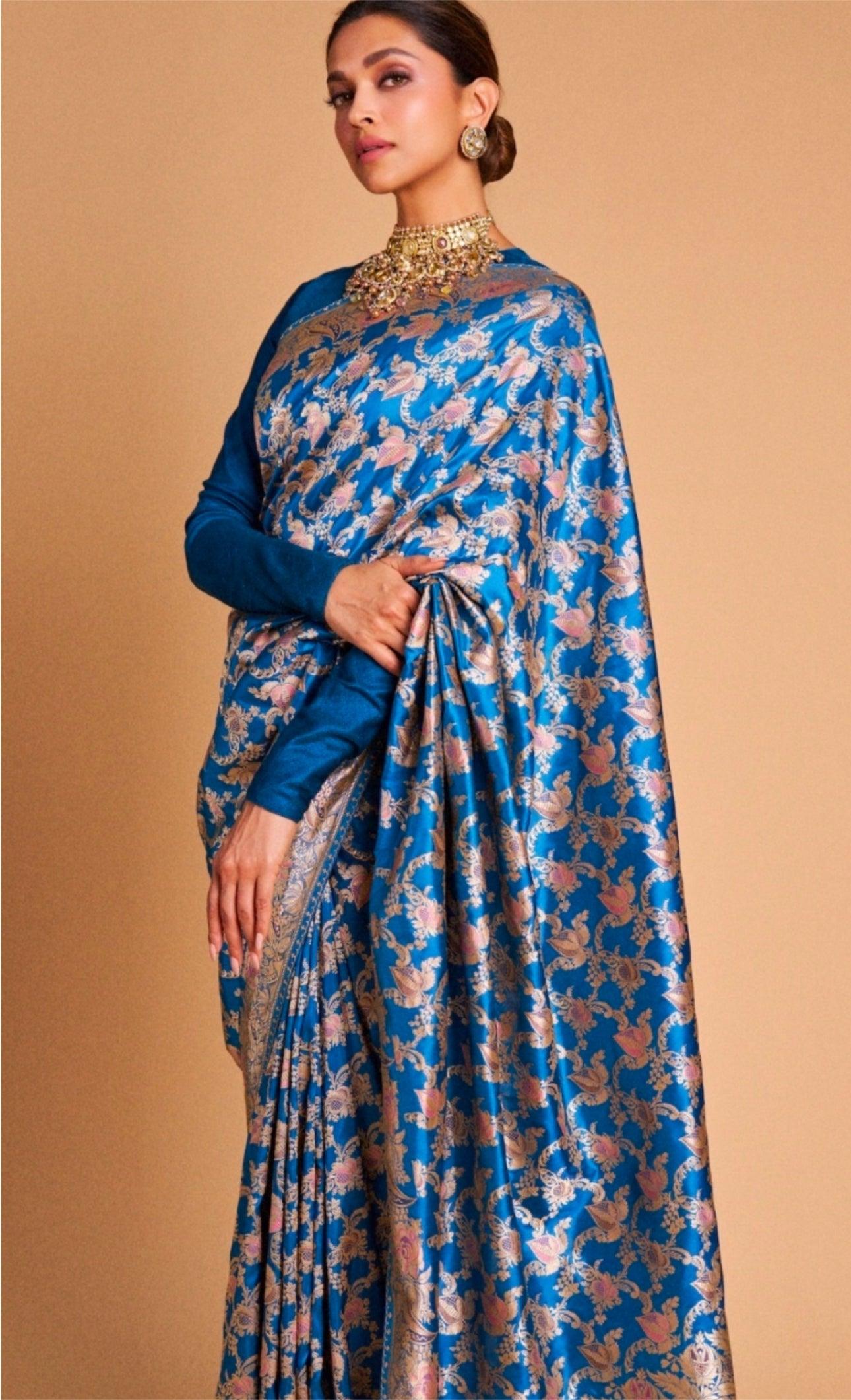 Pure Katan Handwoven Banarasi Saree with Silk Mark - Jaal - Made to order