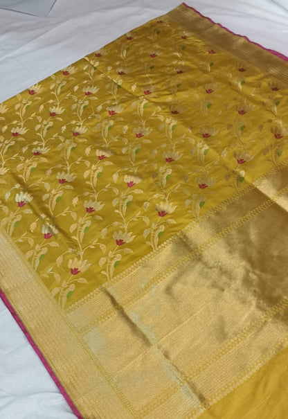 Pure Katan Silk Banarasi Saree - Jaal with Meenakari - Made to order