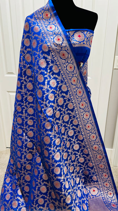 Nita Ambani Inspired Pure Katan Handwoven Banarasi Saree with Silk Mark - Jaal - Meenakari