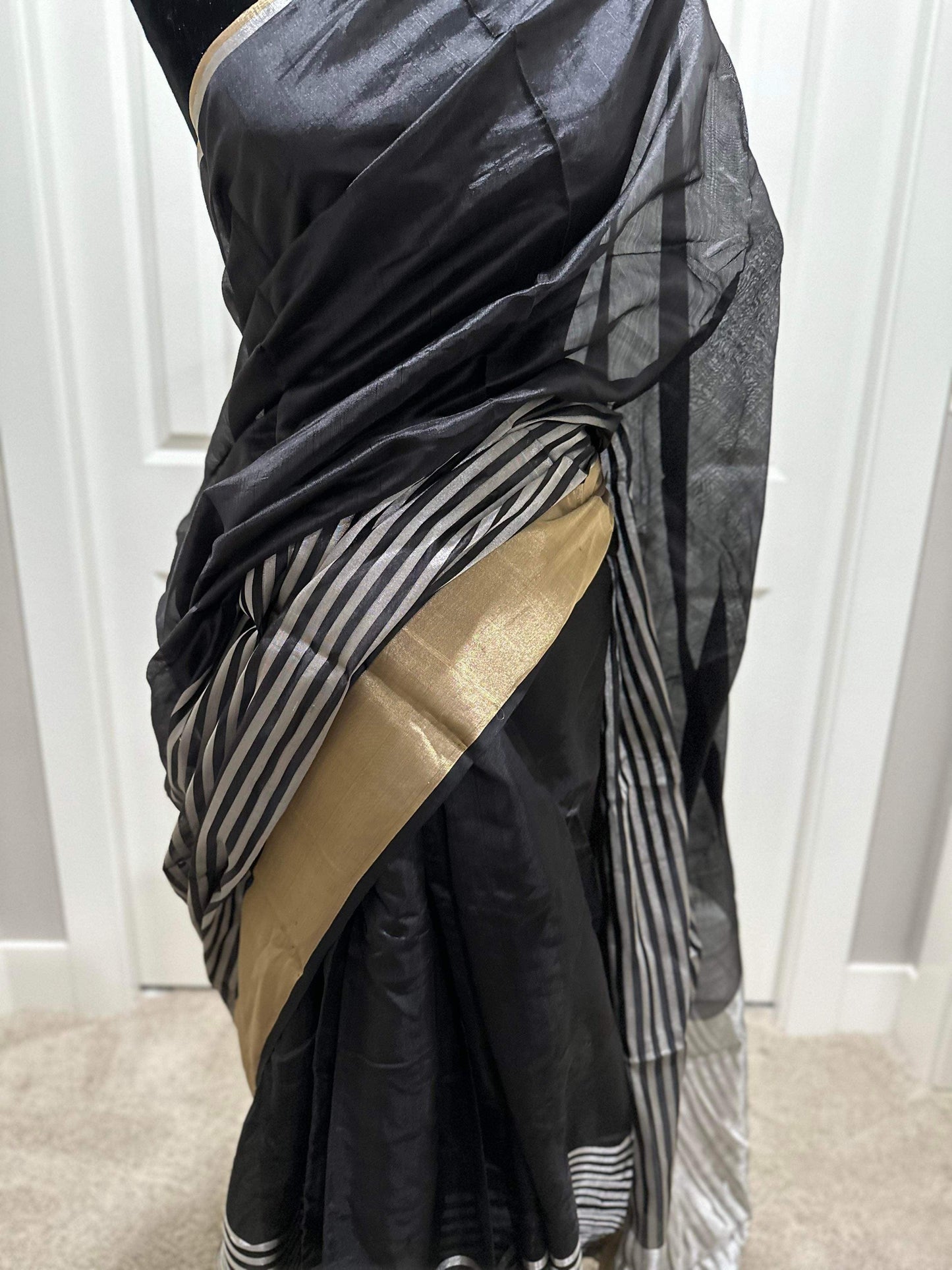 Pure  Handwoven Chanderi Silk Saree with Silk Mark  - Made to order