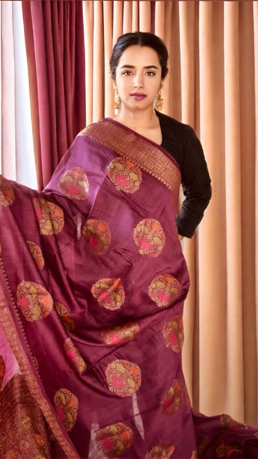 Meenakari Moonga Georgette Banarsi Silk Saree with silk mark