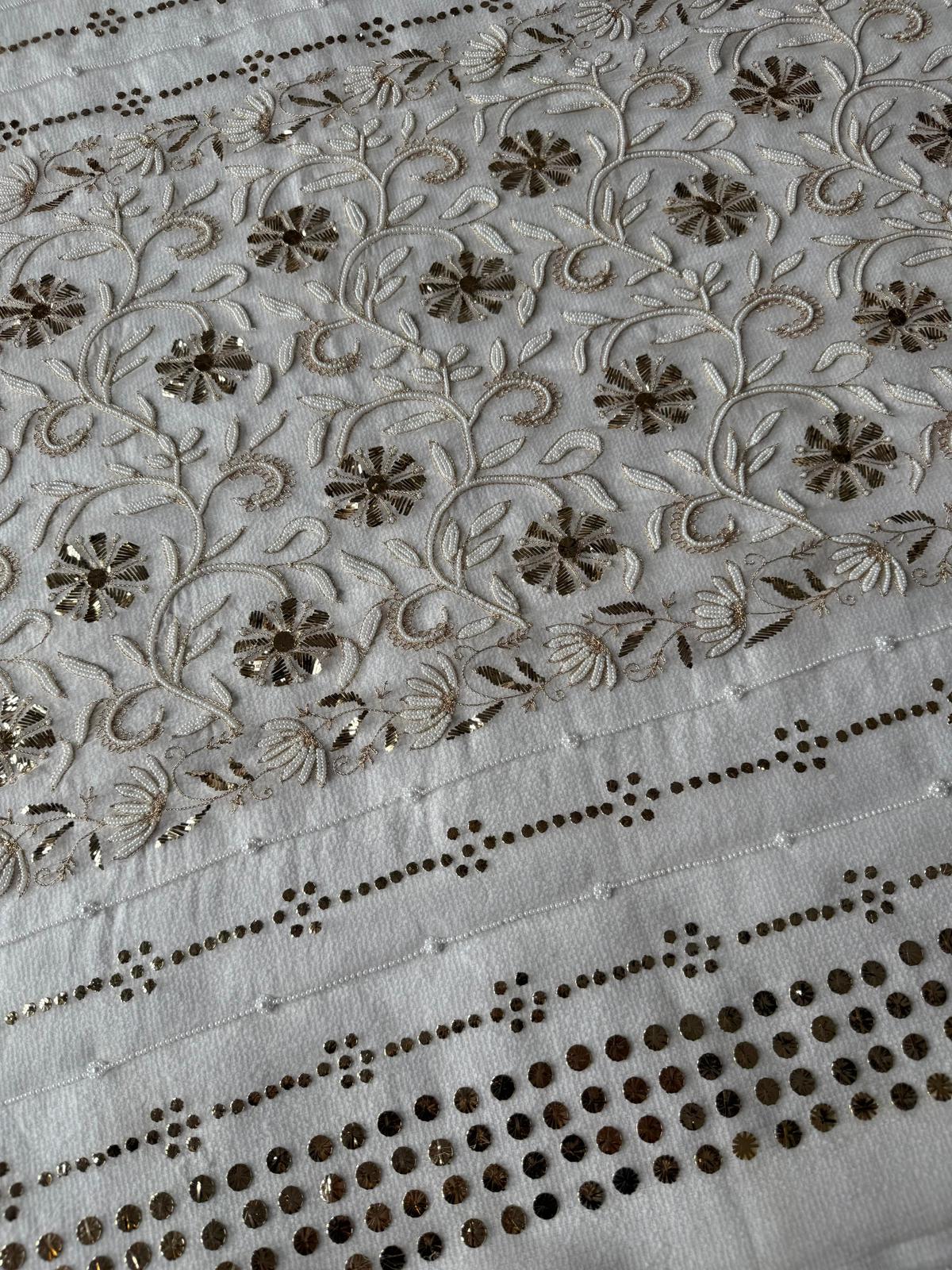Noor - Hand Lucknowi Chikankari saree with Mukesh and Pearl work