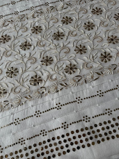 Noor - Hand Lucknowi Chikankari saree with Mukesh and Pearl work