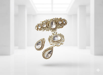 Doublet & Moissanite Heritage Necklace Set – Handcrafted Kundan Polki Necklace with Earrings | The Chic Tale Jewelry