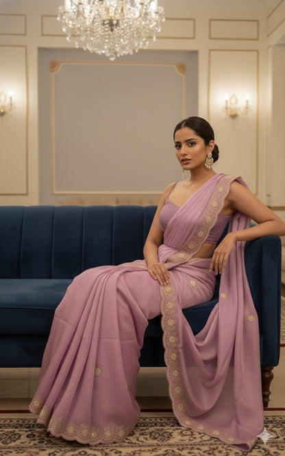 Pure Tissue Silk Saree with hand Zardozi work