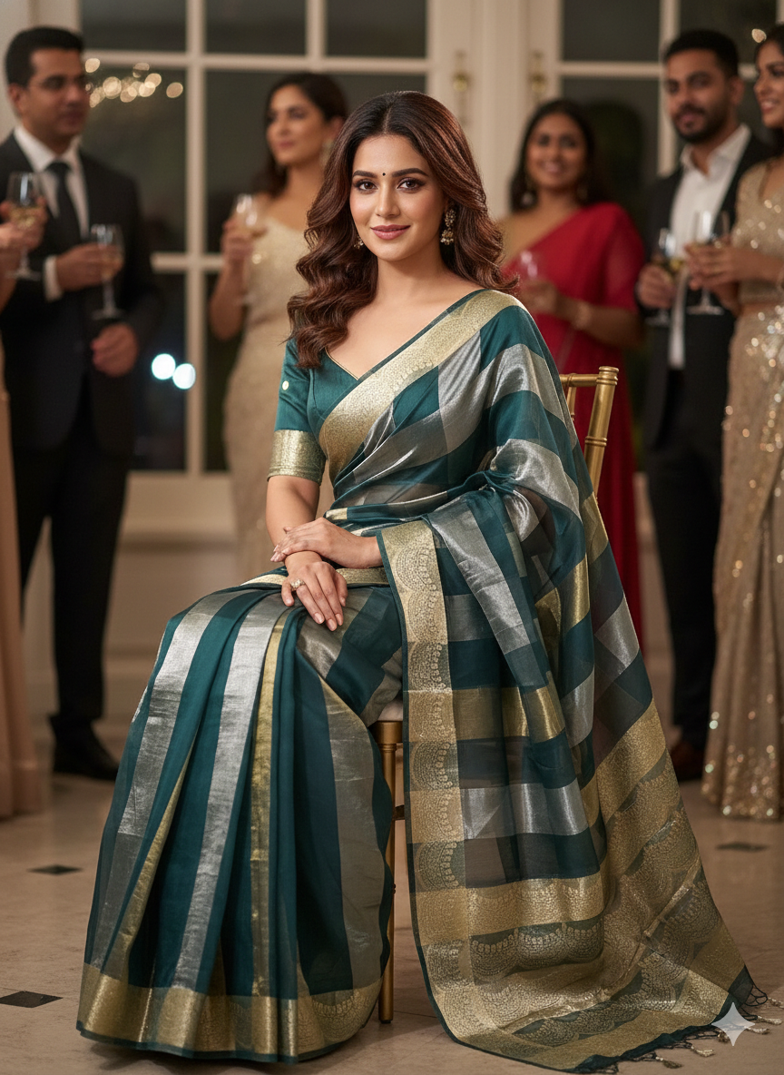 Nazakat – Kora by Tissue Banarasi Silk Saree with Gold & Silver Zari